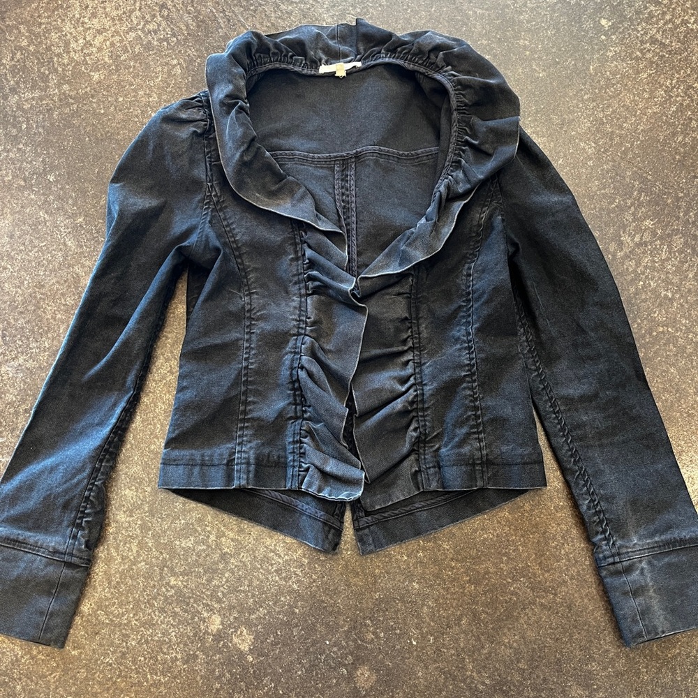 LAmade black ruffle jacket size medium